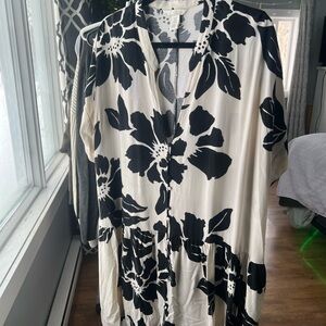 H&M Black and White Floral Mini Dress